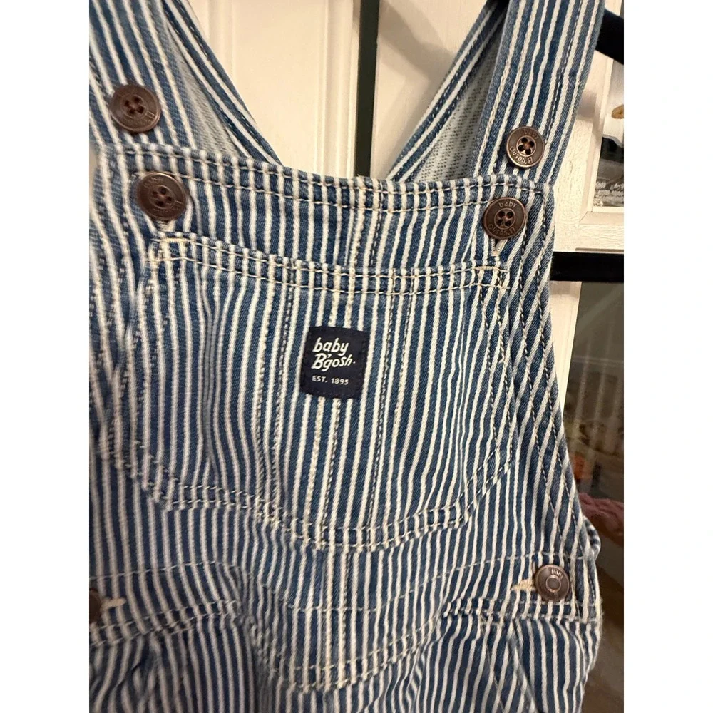 Baby Bgosh Hickory Stripe Denim Overalls Blue White 24M OSH11772 SSI